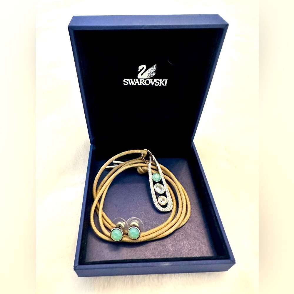Authentic Swarovski Cord Necklace & Earrings Set